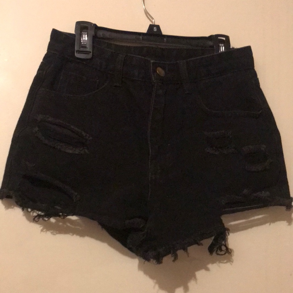 SHEIN Black jean shorts.